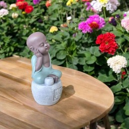 Statue Bonze Porte-Encens Bouddha en Méditation avec Calligraphie Feng Shui