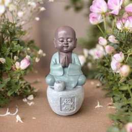 Statue Bonze Porte-Encens Bouddha en Méditation avec Calligraphie Feng Shui